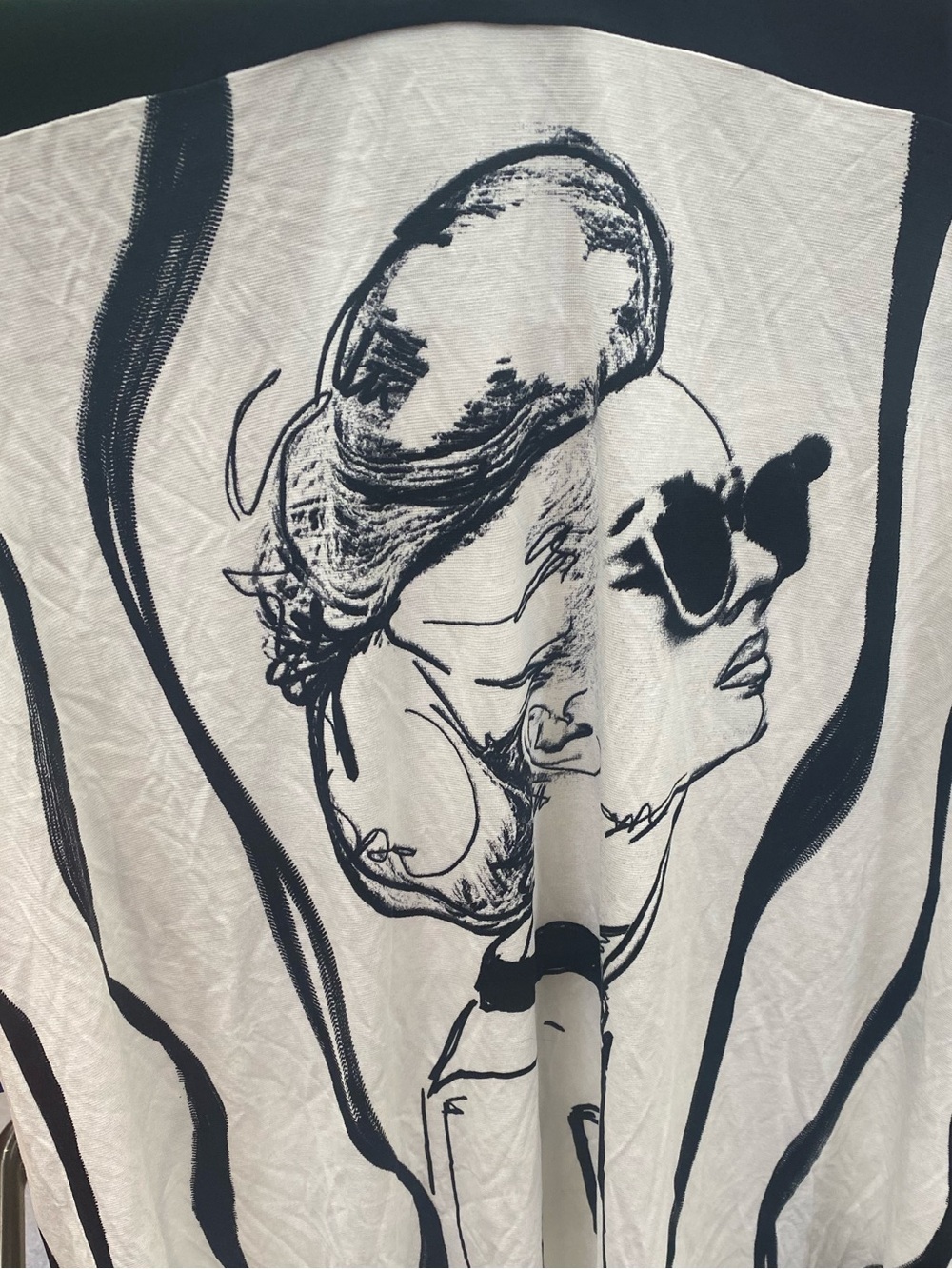 Joseph Ribkoff Black & White Luxury Graphic Short-Sleeve Designer Top - Picture 7 of 10